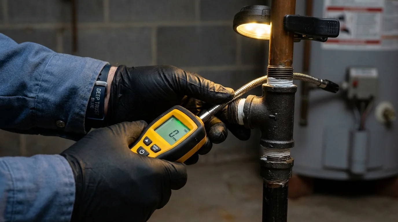 Gas leak detection with electronic sniffer by Johns Plumbing LLC in Hercules
