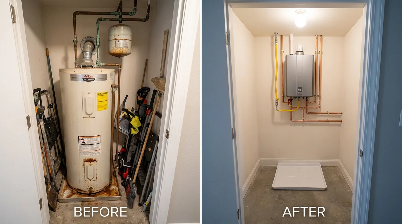Tank water heater versus wall-mounted tankless unit comparison for Hercules, CA homeowners