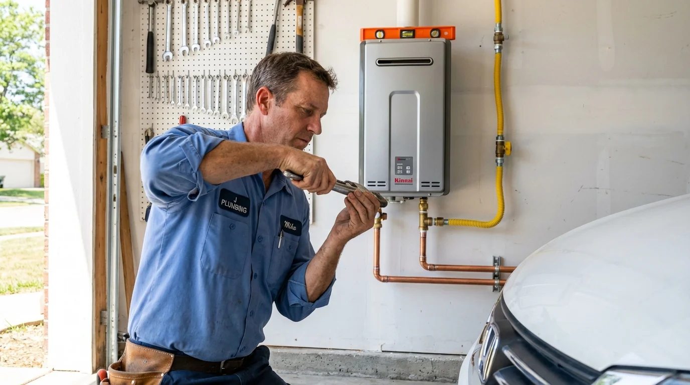 Tankless water heater installation by a Johns Plumbing LLC plumber in Hercules